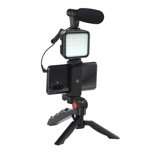 VlogMaster - 5 In 1 Vlogging Kit With Fill Light Microphone Tripod - Jeffaro