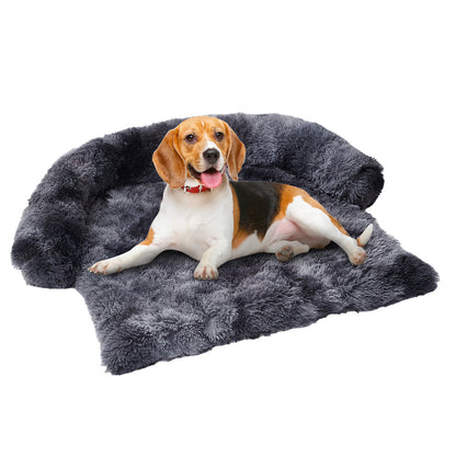 Dog Couch Bed Mat - Fluffy Plush Dog Sofa Bed With Blancket ,Pet Furniture Protector With Removable Washable Cover For Medium And Large Dogs, For Indoor, Outdoor, And Car Use